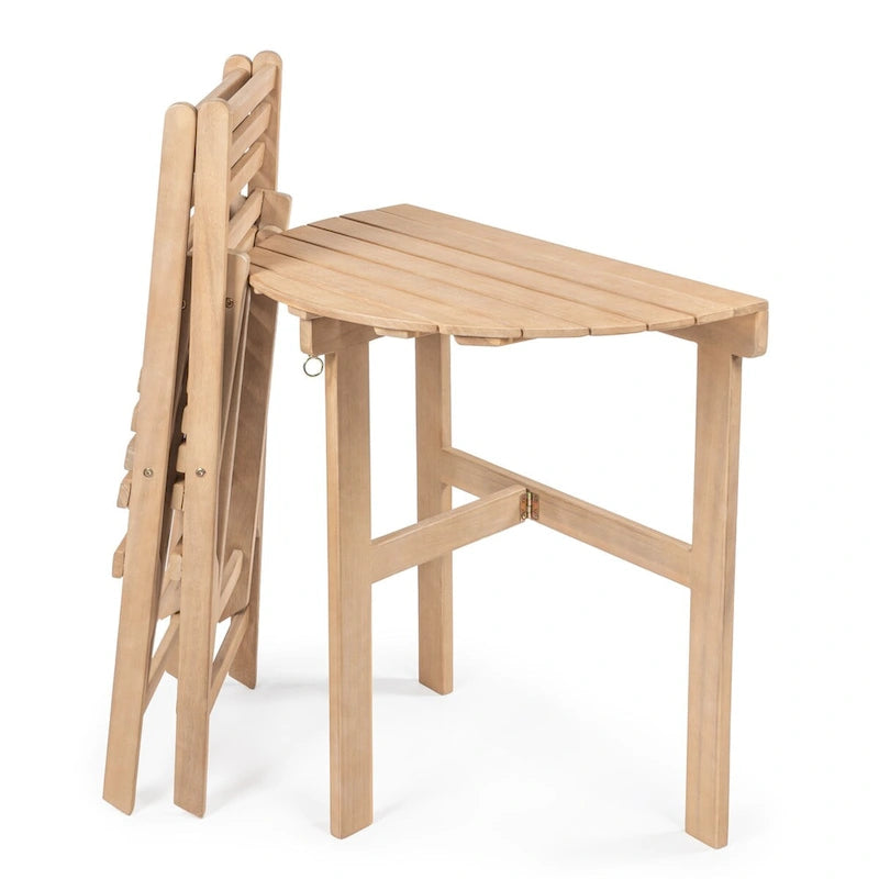 Ensemble bistro pliant demi-rond 3 pièces en bois d'acacia, style campagne française classique, par JONATHAN Y.