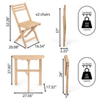 Ensemble bistro pliant demi-rond 3 pièces en bois d'acacia, style campagne française classique, par JONATHAN Y.
