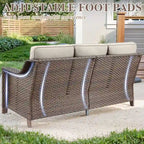 Ensemble table et chaises de jardin 7 pièces avec pouf - Marron