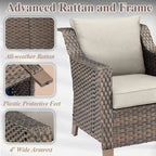 Ensemble table et chaises de jardin 7 pièces avec pouf - Marron