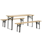 Ensemble table et banc de pique-nique portables d'extérieur, ensemble table et banc de camping pliant en bois, lot de 3