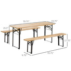 Ensemble table et banc de pique-nique portables d'extérieur, ensemble table et banc de camping pliant en bois, lot de 3
