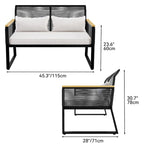 Canapé d'extérieur beige moelleux avec coussins nuage et structure en métal noir robuste - 71 cm (L) x 115 cm (l) x 78 cm (H)