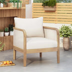 Fauteuil club de jardin en bois d'acacia, mobilier de jardin en textilène, coussin épais imperméable, assise profonde pour véranda, jardin