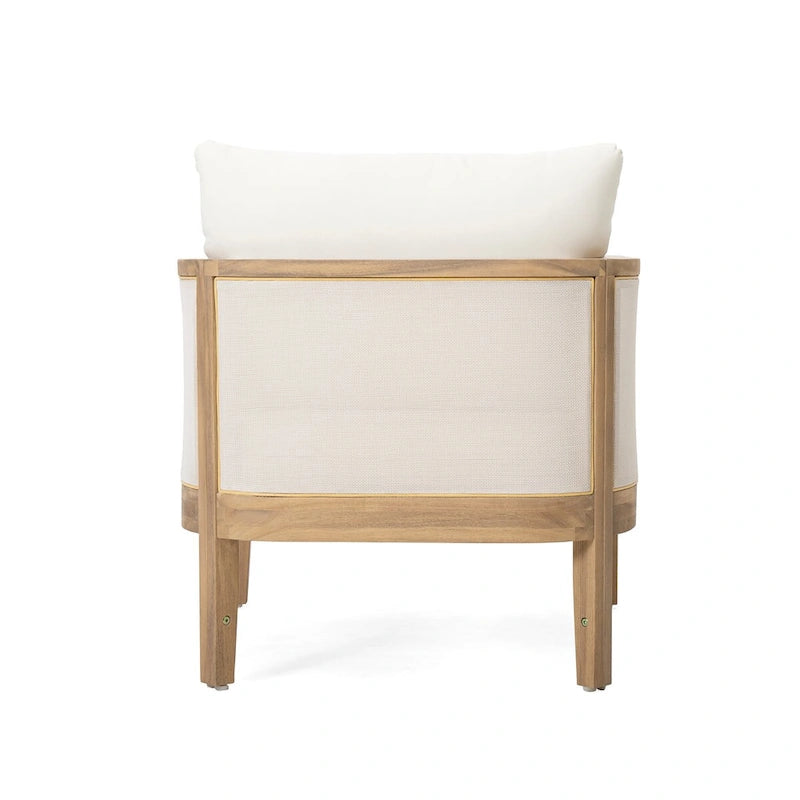 Fauteuil club de jardin en bois d'acacia, mobilier de jardin en textilène, coussin épais imperméable, assise profonde pour véranda, jardin