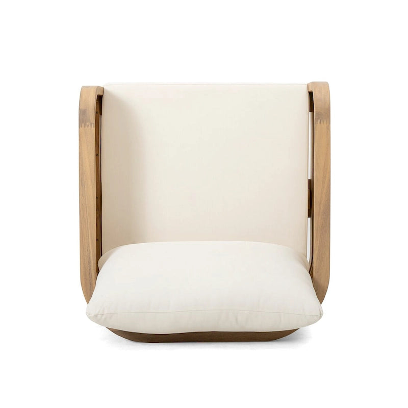 Fauteuil club de jardin en bois d'acacia, mobilier de jardin en textilène, coussin épais imperméable, assise profonde pour véranda, jardin