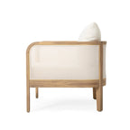 Fauteuil club de jardin en bois d'acacia, mobilier de jardin en textilène, coussin épais imperméable, assise profonde pour véranda, jardin