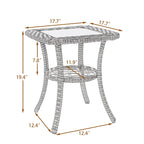 Ensemble de 3 chaises pivotantes de conversation en rotin d'extérieur avec table