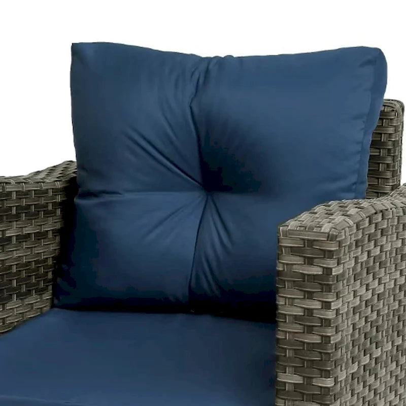 Ensemble de 3 chaises pivotantes de conversation en rotin d'extérieur avec table