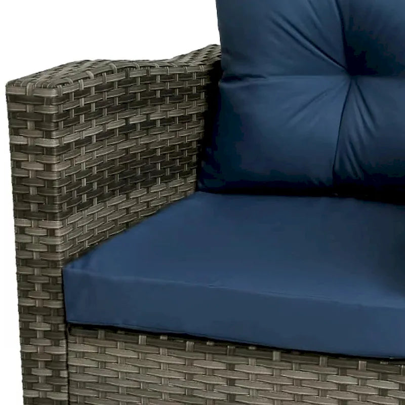 Ensemble de 3 chaises pivotantes de conversation en rotin d'extérieur avec table