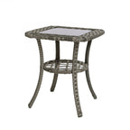 Ensemble de 3 chaises pivotantes de conversation en rotin d'extérieur avec table