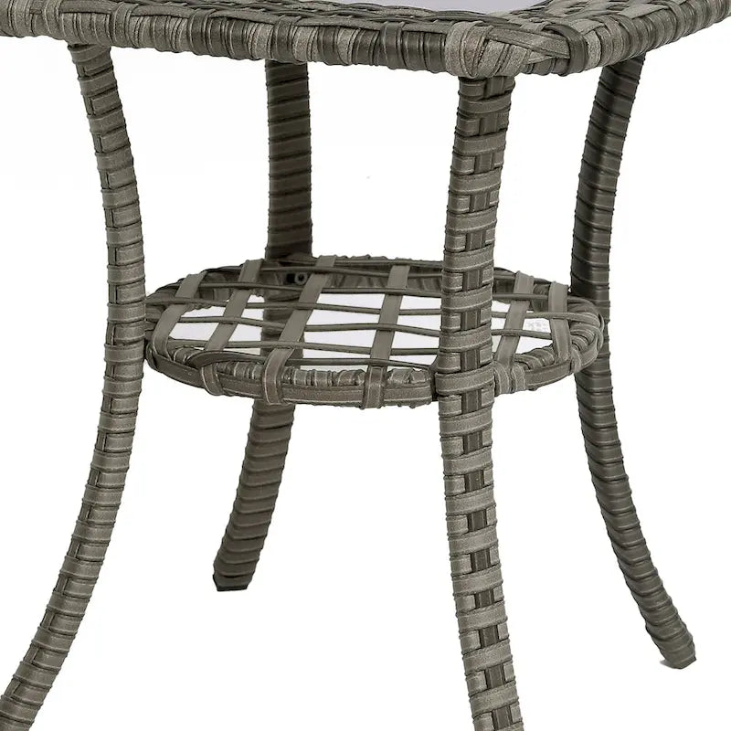 Ensemble de 3 chaises pivotantes de conversation en rotin d'extérieur avec table
