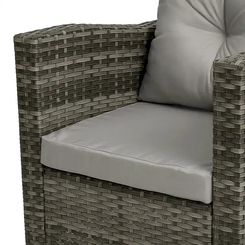 Ensemble de 3 chaises pivotantes de conversation en rotin d'extérieur avec table