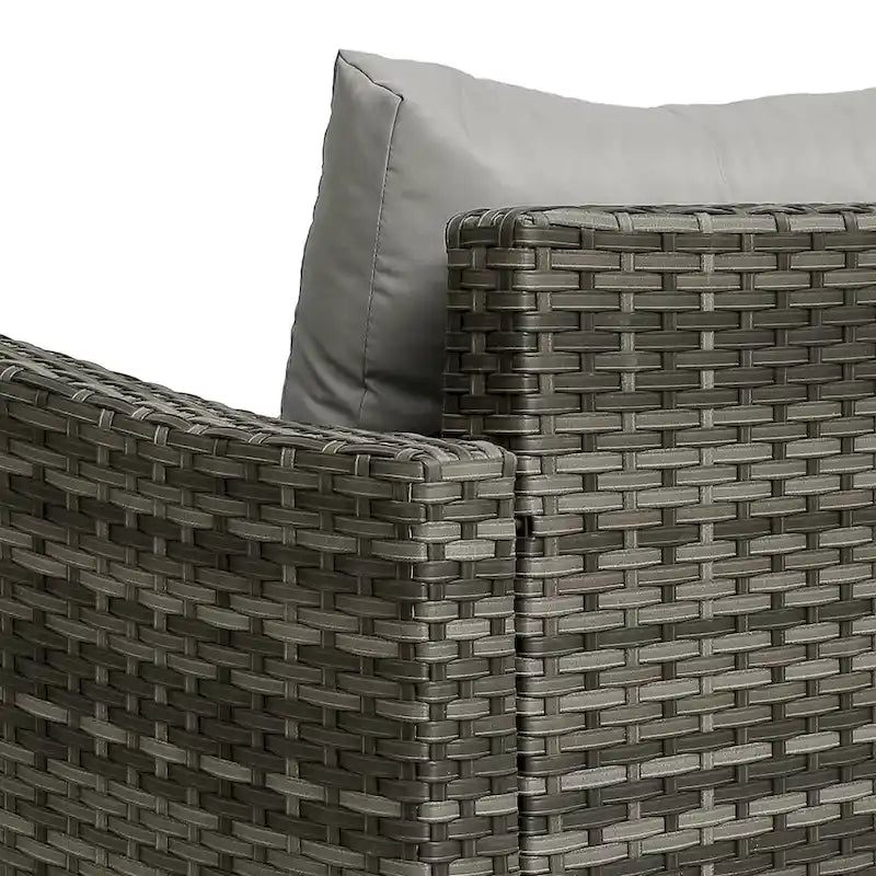 Ensemble de 3 chaises pivotantes de conversation en rotin d'extérieur avec table