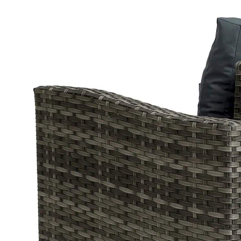 Ensemble de 3 chaises pivotantes de conversation en rotin d'extérieur avec table