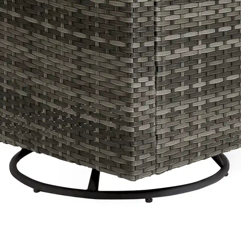 Ensemble de 3 chaises pivotantes de conversation en rotin d'extérieur avec table