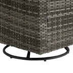 Ensemble de 3 chaises pivotantes de conversation en rotin d'extérieur avec table