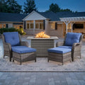 Ensemble table, fauteuils et pouf de patio avec foyer au propane - Gris