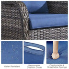 Ensemble table, fauteuils et pouf de patio avec foyer au propane - Gris
