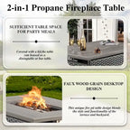 Ensemble table, fauteuils et pouf de patio avec foyer au propane - Gris
