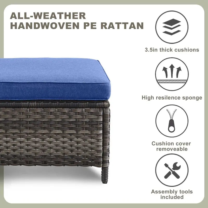 Ensemble table, fauteuils et pouf de patio avec foyer au propane - Gris