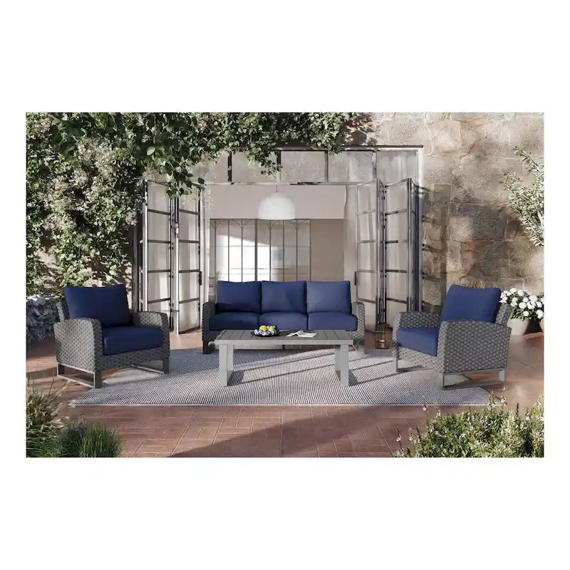 Ensemble de canapés de patio 4 pièces New Classic Furniture Fiji avec piètement traîneau