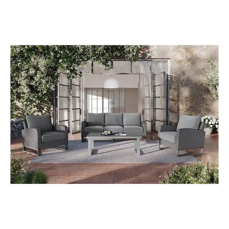 Ensemble de canapés de patio 4 pièces New Classic Furniture Fiji avec piètement traîneau