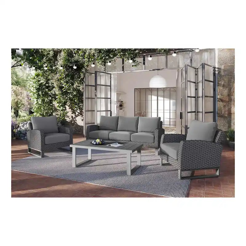 Ensemble de canapés de patio 4 pièces New Classic Furniture Fiji avec piètement traîneau