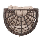 Fauteuil en osier Oaks Aura au design abstrait en maille, fauteuil pivotant en rotin tressé artisanal en forme d'œuf, fauteuil en forme de panier avec coussin