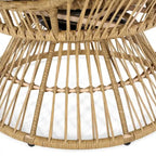 Fauteuil en osier Oaks Aura au design abstrait en maille, fauteuil pivotant en rotin tressé artisanal en forme d'œuf, fauteuil en forme de panier avec coussin