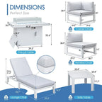 FINCATI Ensemble de canapé d'angle surdimensionné 11 pièces en aluminium pour patio, avec chaises longues et assises profondes