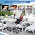 FINCATI Ensemble de canapé d'angle surdimensionné 11 pièces en aluminium pour patio, avec chaises longues et assises profondes