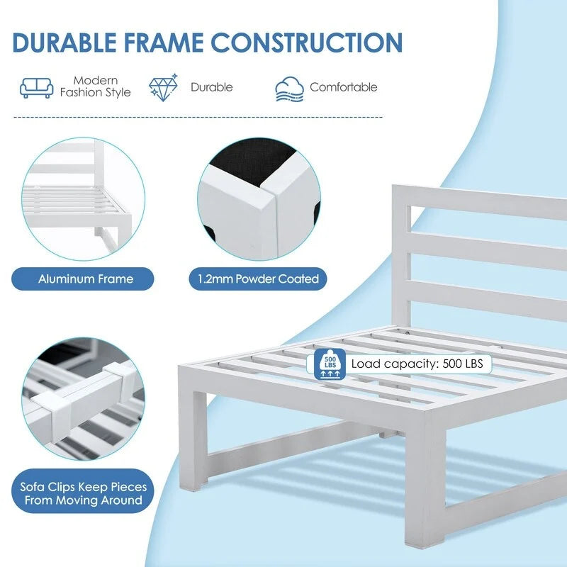 FINCATI Ensemble de canapé d'angle surdimensionné 11 pièces en aluminium pour patio, avec chaises longues et assises profondes
