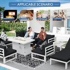FINCATI Ensemble de canapé d'angle surdimensionné 11 pièces en aluminium pour patio, avec chaises longues et assises profondes