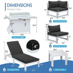 FINCATI Ensemble de canapé d'angle surdimensionné 11 pièces en aluminium pour patio, avec chaises longues et assises profondes