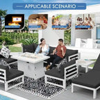 FINCATI Ensemble de canapé d'angle surdimensionné 11 pièces en aluminium pour patio, avec chaises longues et assises profondes