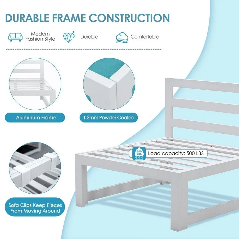 FINCATI Ensemble de canapé d'angle surdimensionné 11 pièces en aluminium pour patio, avec chaises longues et assises profondes