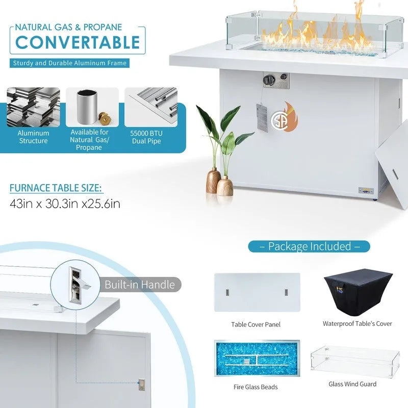 FINCATI Ensemble de canapé d'angle surdimensionné 11 pièces en aluminium pour patio, avec chaises longues et assises profondes