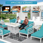 FINCATI Ensemble de canapé d'angle surdimensionné 11 pièces en aluminium pour patio, avec chaises longues et assises profondes