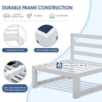FINCATI Ensemble de canapé d'angle surdimensionné 11 pièces en aluminium pour patio, avec chaises longues et assises profondes