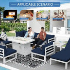 FINCATI Ensemble de canapé d'angle surdimensionné 11 pièces en aluminium pour patio, avec chaises longues et assises profondes