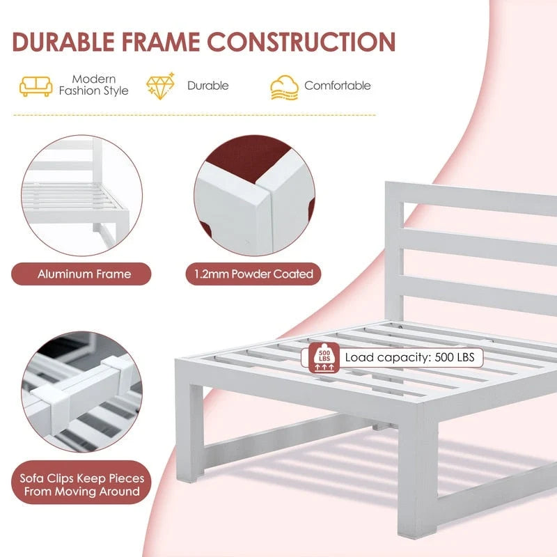 FINCATI Ensemble de canapé d'angle surdimensionné 11 pièces en aluminium pour patio, avec chaises longues et assises profondes