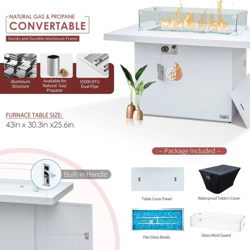 FINCATI Ensemble de canapé d'angle surdimensionné 11 pièces en aluminium pour patio, avec chaises longues et assises profondes
